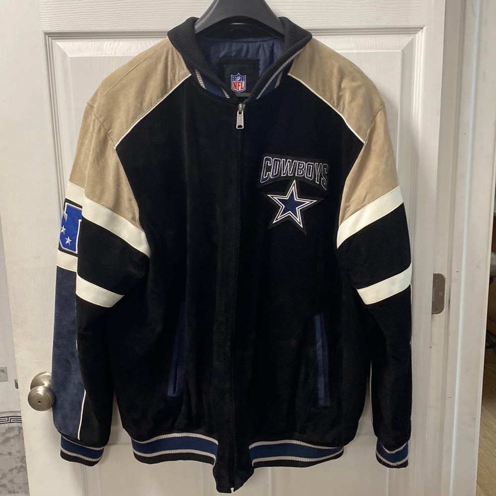 Men’s NFL Dallas Cowboys Suede Leather Jacket, Size XXL